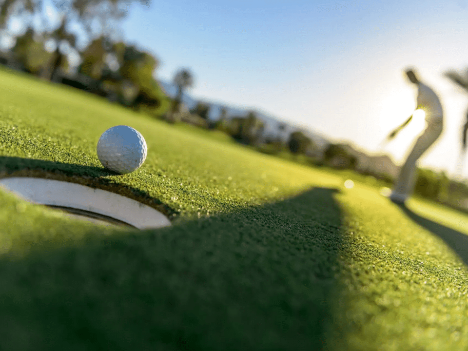 golfer with ball near hole
